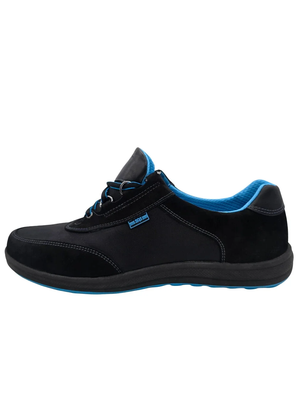 SAS Shoes Sporty Black Lace Up Sneakers | Womens 10 | Black/Blue | Made in USA